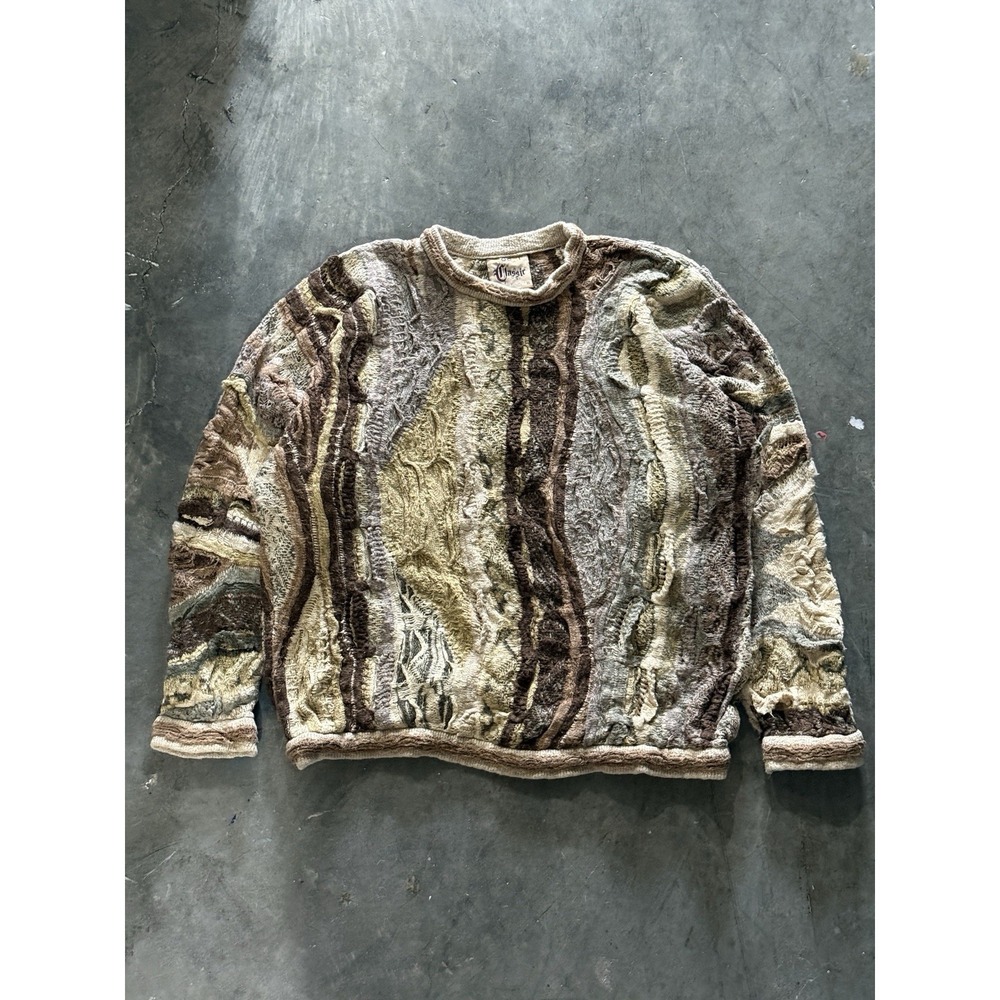 Vintage Coogi Sweater Mens XL Brown Textured 3D Knit Pullover Australia 90s